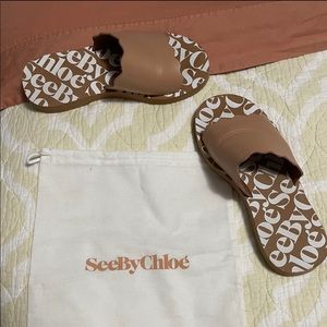 See by Chloé Tan Leather Slides
